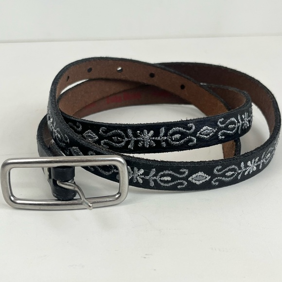 LUCKY BRAND Black Leather Silver Embroidered Belt Women’s Size L / XL - Picture 11 of 11